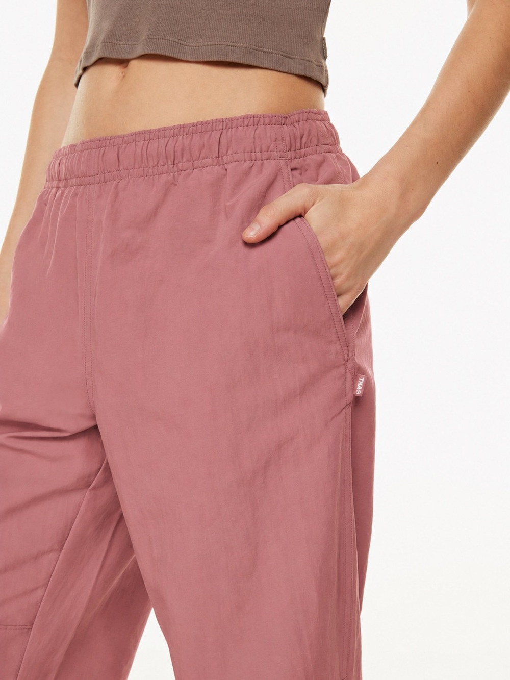 Aritzia TNA Sawyer Pant Dusty Rose Wide Leg Recycled Nylon Size M - Picture 3 of 12